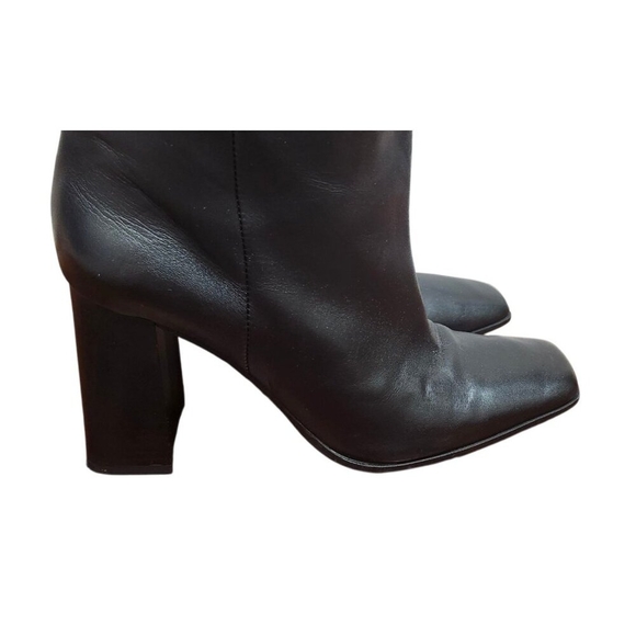 Zara Women's Black Leather Knee High Boots Pointed Toe Block Heel Size EU 38 - Picture 4 of 16